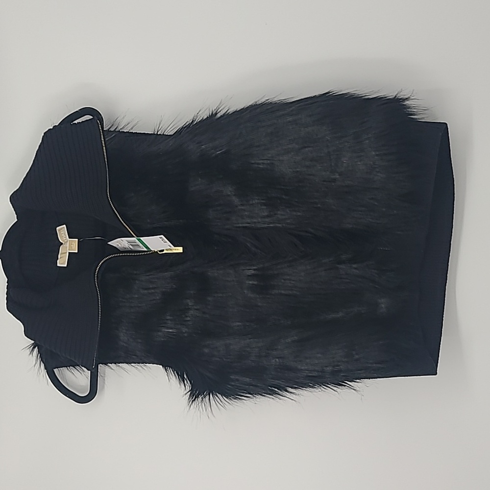 NEW MICHAEL Michael Kors black faux fur vest large